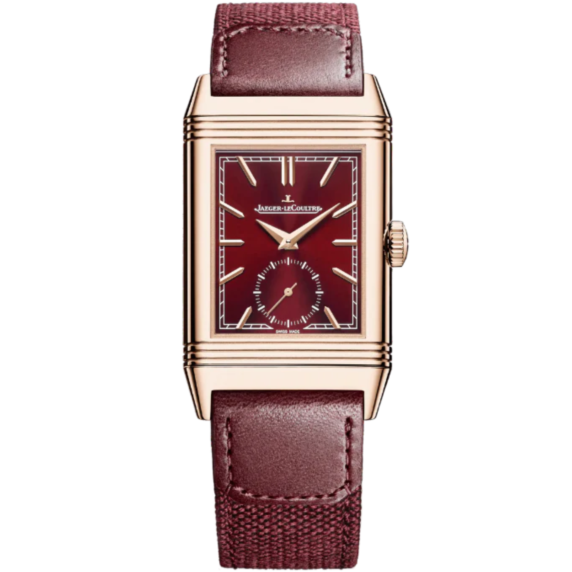 REVERSO TRIBUTE MONOFACE SMALL SECONDS 46 MM 18K ROSE GOLD WITH BURGUNDY SUNRAY BRUSHED DIAL - Jaeger-LeCoultre