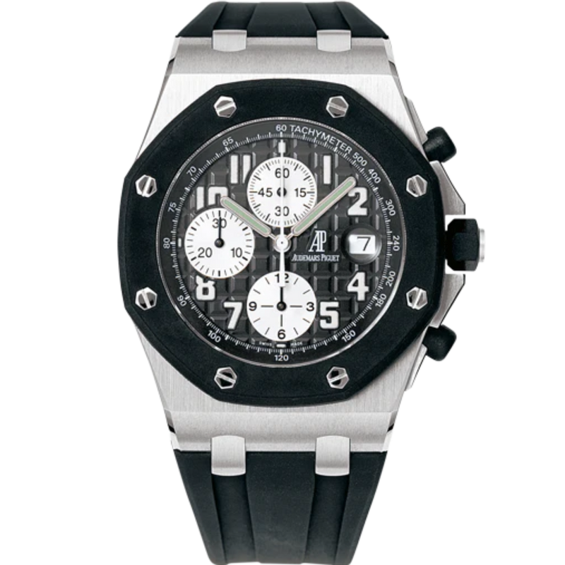 Royal Oak Offshore Diver 42MM Black Rubber Strap Silvered Dial With Méga Tapisserie Pattern Stainless Steel Case - Audemars Piguet