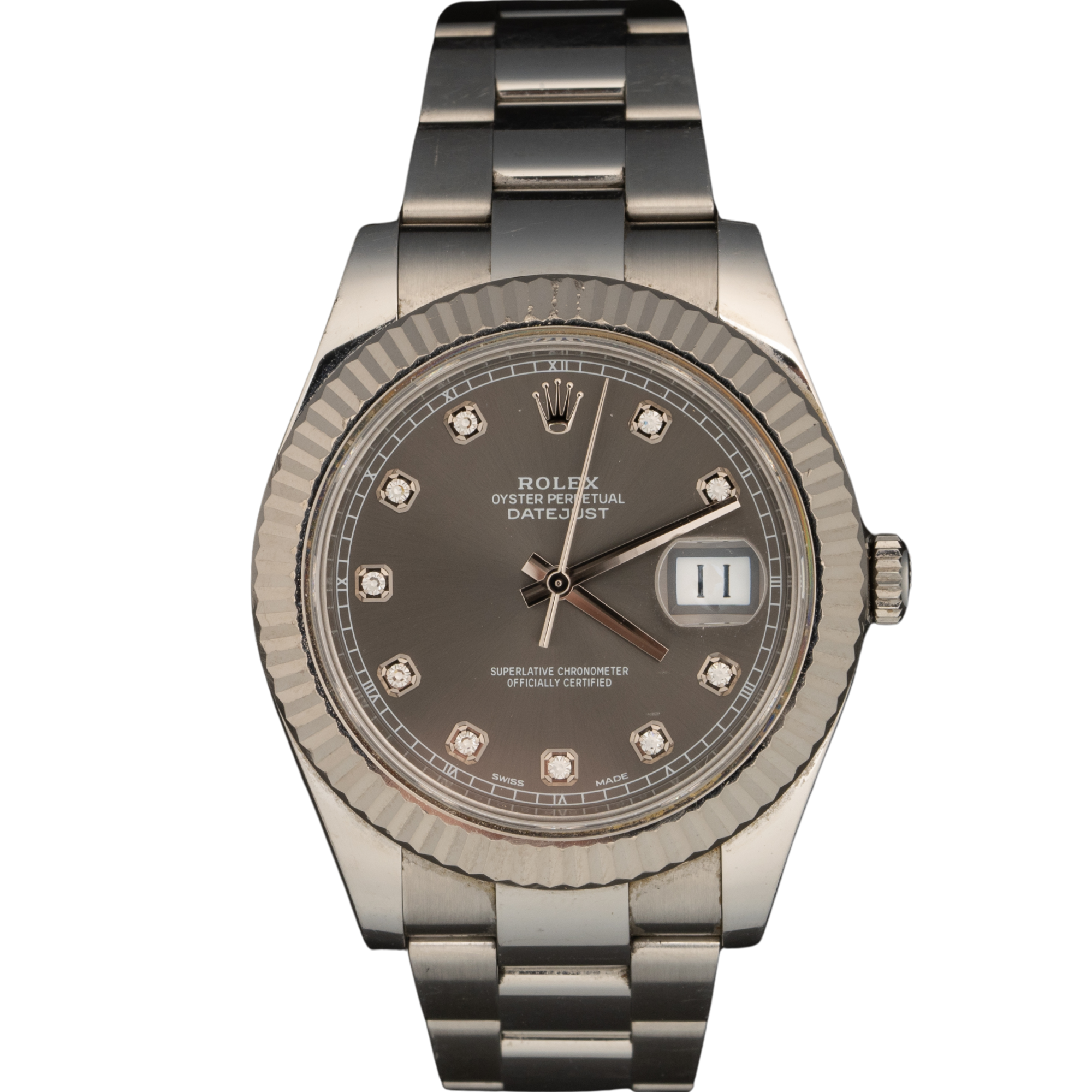Rolex Datejust Ref. 116334 41MM Stainless Steel Rhodium Diamond Dial on Oyster - Rolex