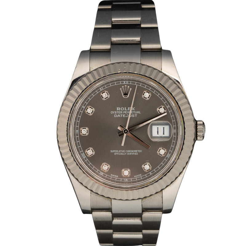 Rolex Datejust Ref. 116334 41MM Stainless Steel Rhodium Diamond Dial on Oyster - Rolex