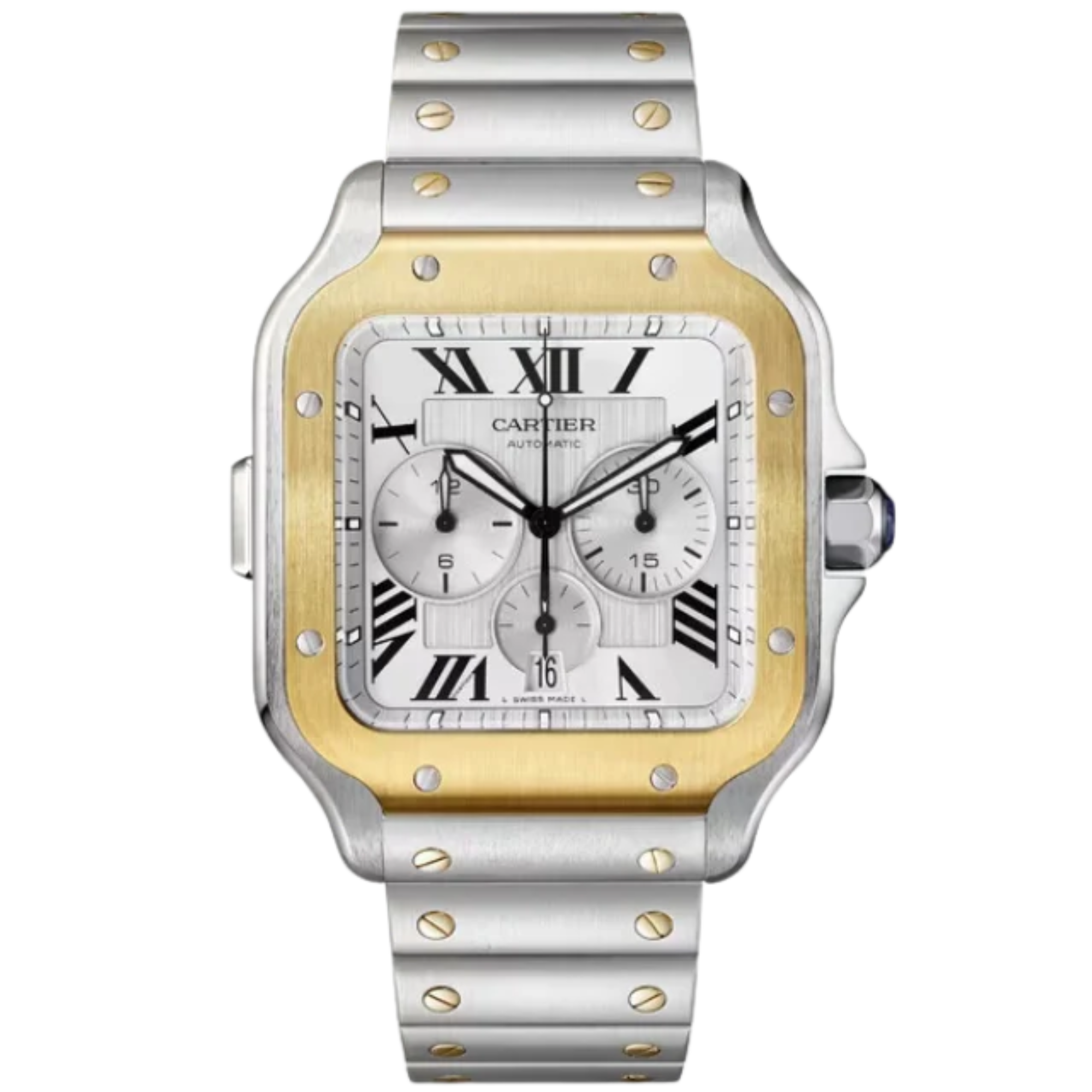 SANTOS 45 MM DE CARTIER CHRONOGRAPH SILVER STAINLESS STEEL & YELLOW GOLD - Cartier