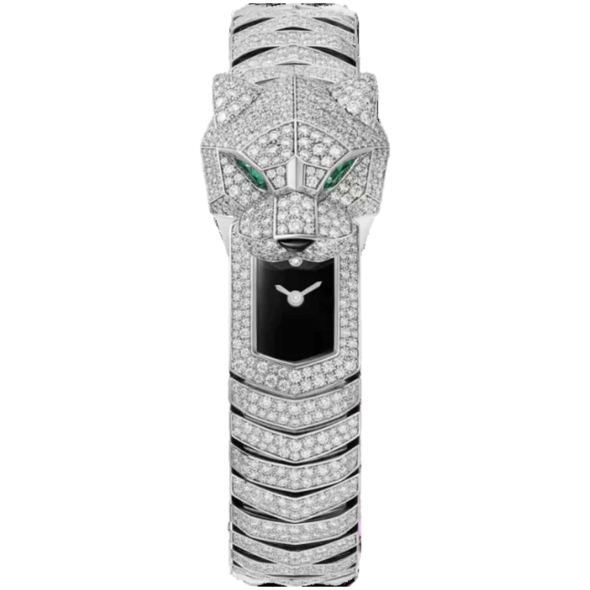 PANTHERE DE CARTIER 38 MM RHODIUMIZED 18K WHITE GOLD WITH BLACK LACQUER DIAL - Cartier