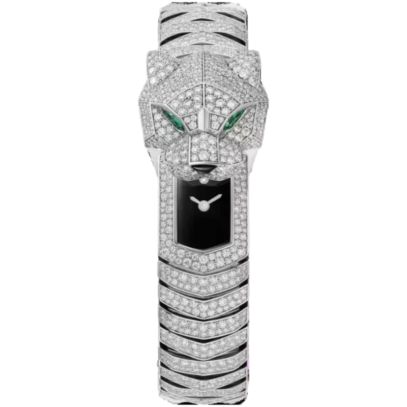 PANTHERE DE CARTIER 38 MM RHODIUMIZED 18K WHITE GOLD WITH BLACK LACQUER DIAL - Cartier