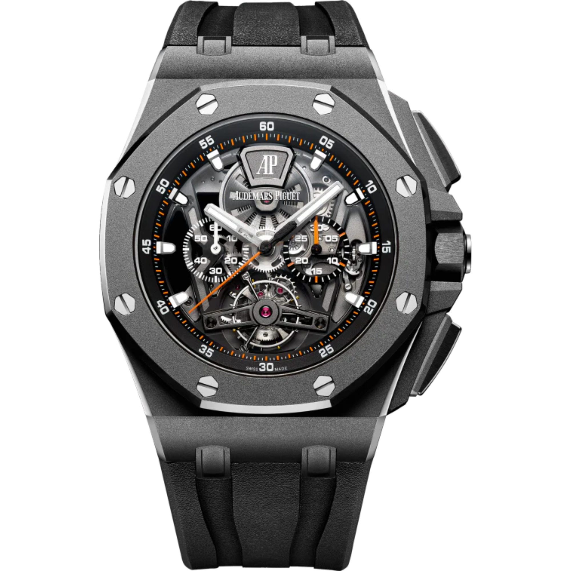 Royal Oak Offshore Tourbillon Chronograph 44MM Black Rubber Strap Sapphire Dial Sandblasted Titanium Case Titanium Bezel - Audemars Piguet