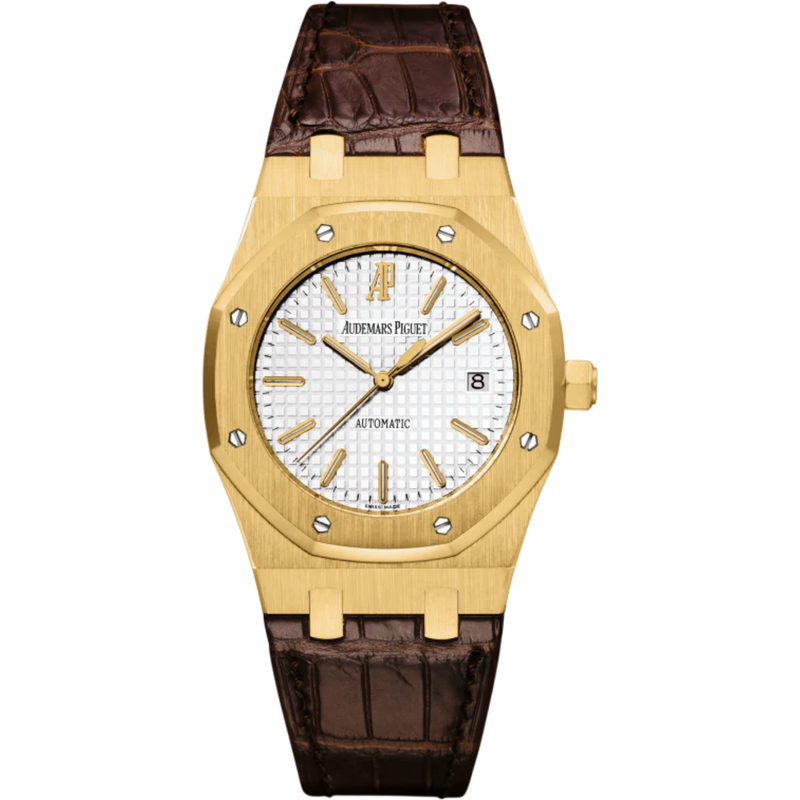 Royal Oak Selfwinding 39MM Brown Crocodile Strap Silvered Dial 18-Carat Yellow Gold Case - Audemars Piguet