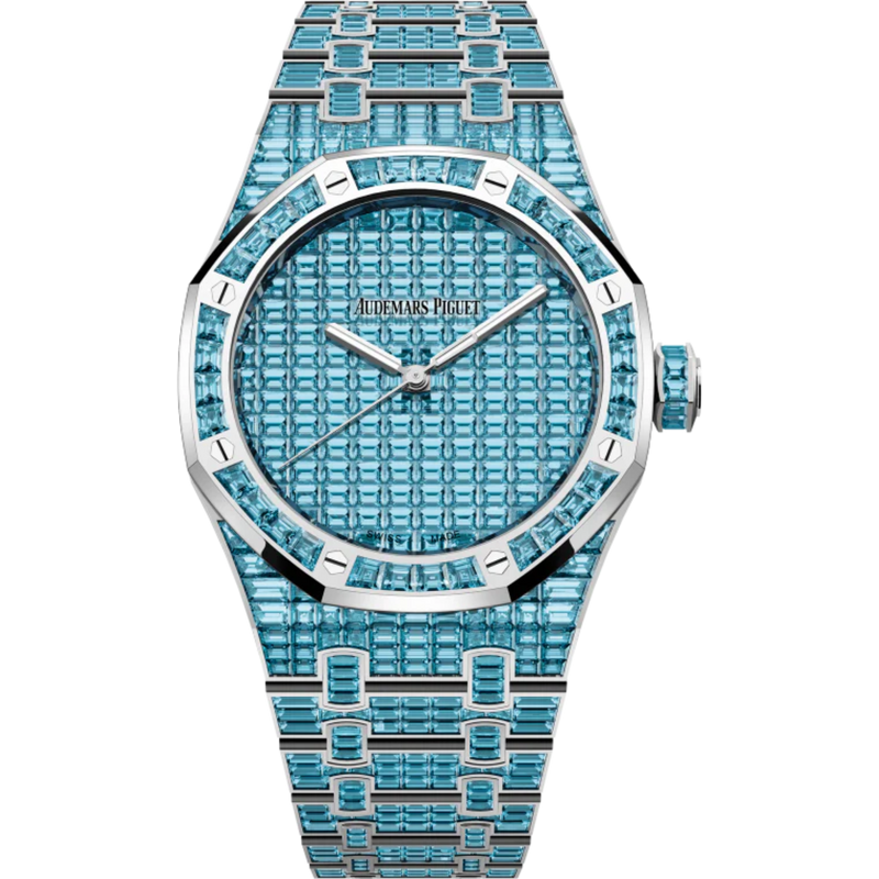 Royal Oak Selfwinding Blue Topaz 50th Anniversary 41MM 18-Carat White Gold Bracelet Set 18-Carat White Gold Dial Set 18-Carat White Gold Case Set With Baguette-Cut Blue Topaz - Audemars Piguet