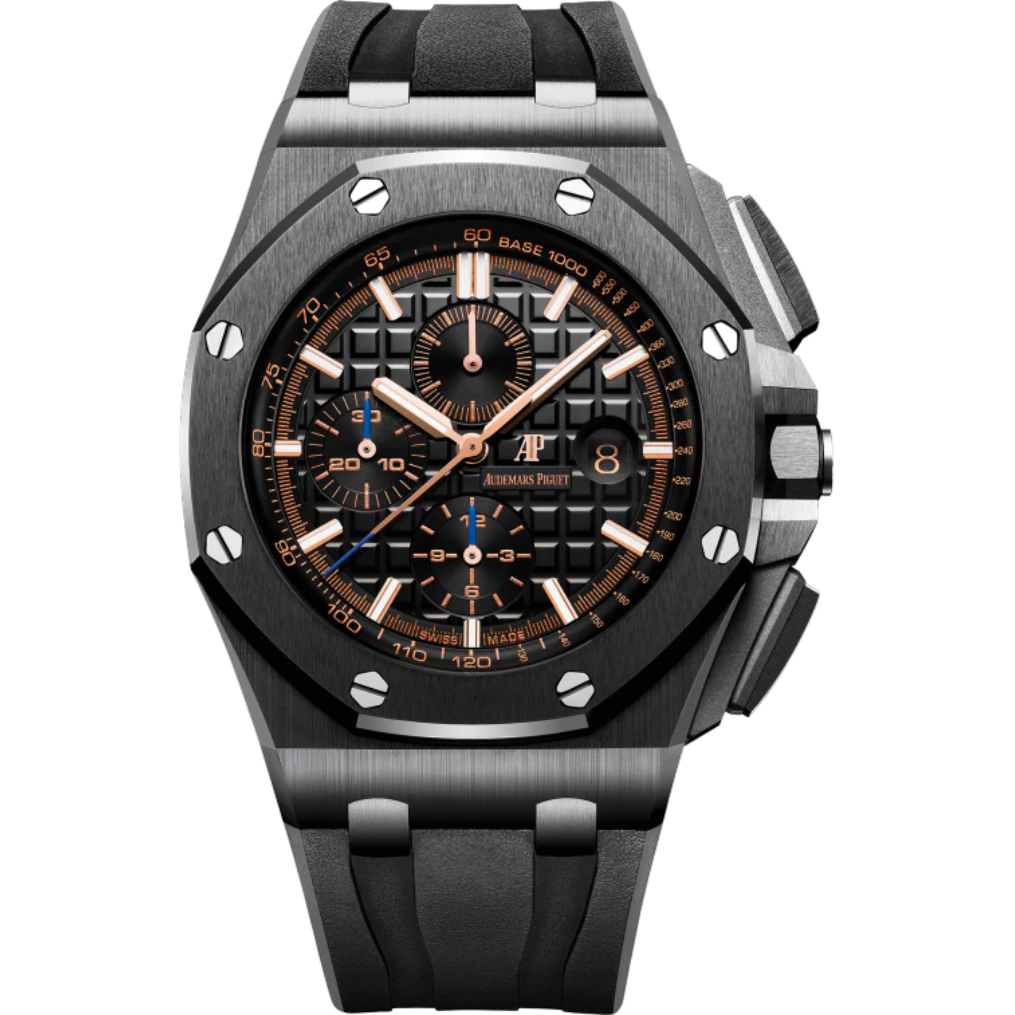 Royal Oak Offshore Selfwinding Chronograph 44MM Black Rubber Strap Black Dial With Méga Tapisserie Pattern Black Ceramic Case and Bezel - Audemars Piguet