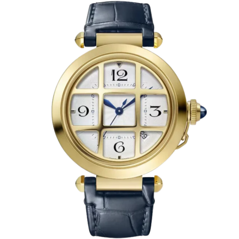 PASHA DE CARTIER 41 MM YELLOW GOLD WITH REMOVABLE GRID AND SILVER FLINQUE DIAL - Cartier