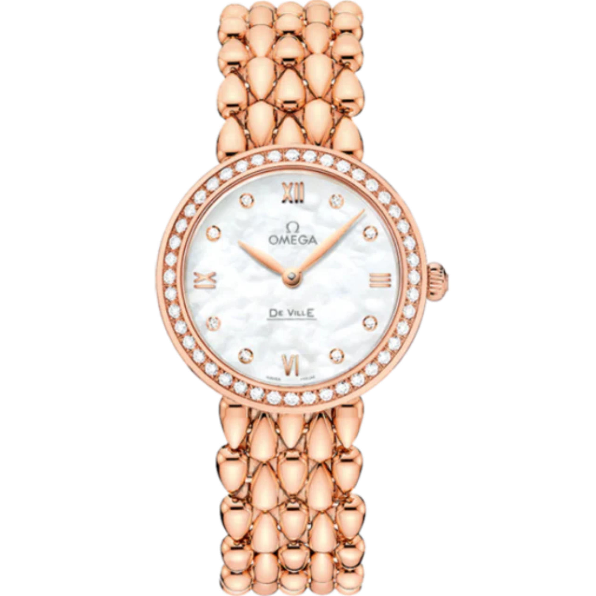 DE VILLE PRESTIGE DEWDROP 27 MM RED GOLD WITH MOTHER OF PEARL DIAL - Omega