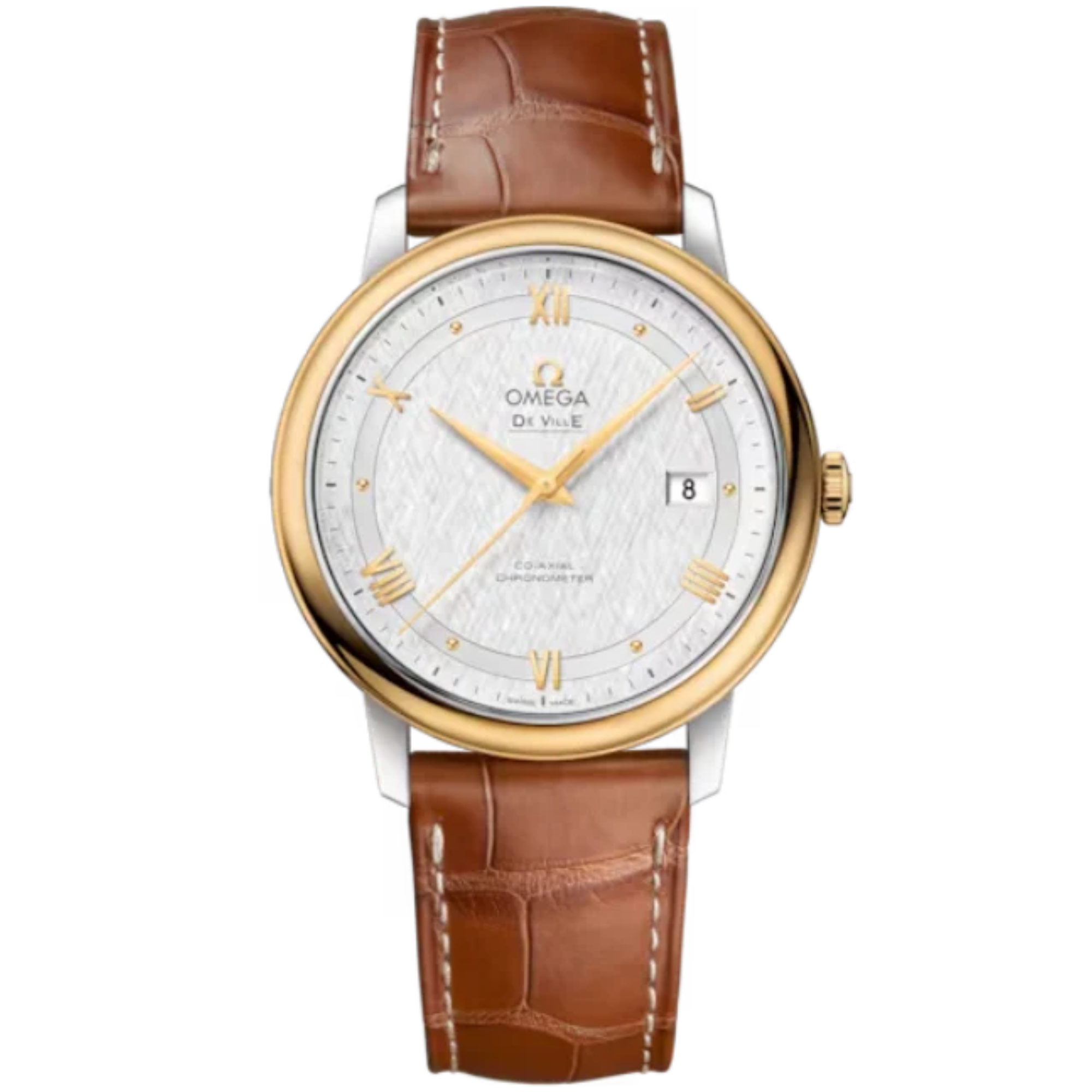 DE VILLE PRESTIGE 39 MM STAINLESS STEEL - YELLOW GOLD WITH SILVER DIAL - Omega