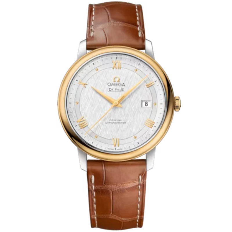 DE VILLE PRESTIGE 39 MM STAINLESS STEEL - YELLOW GOLD WITH SILVER DIAL - Omega