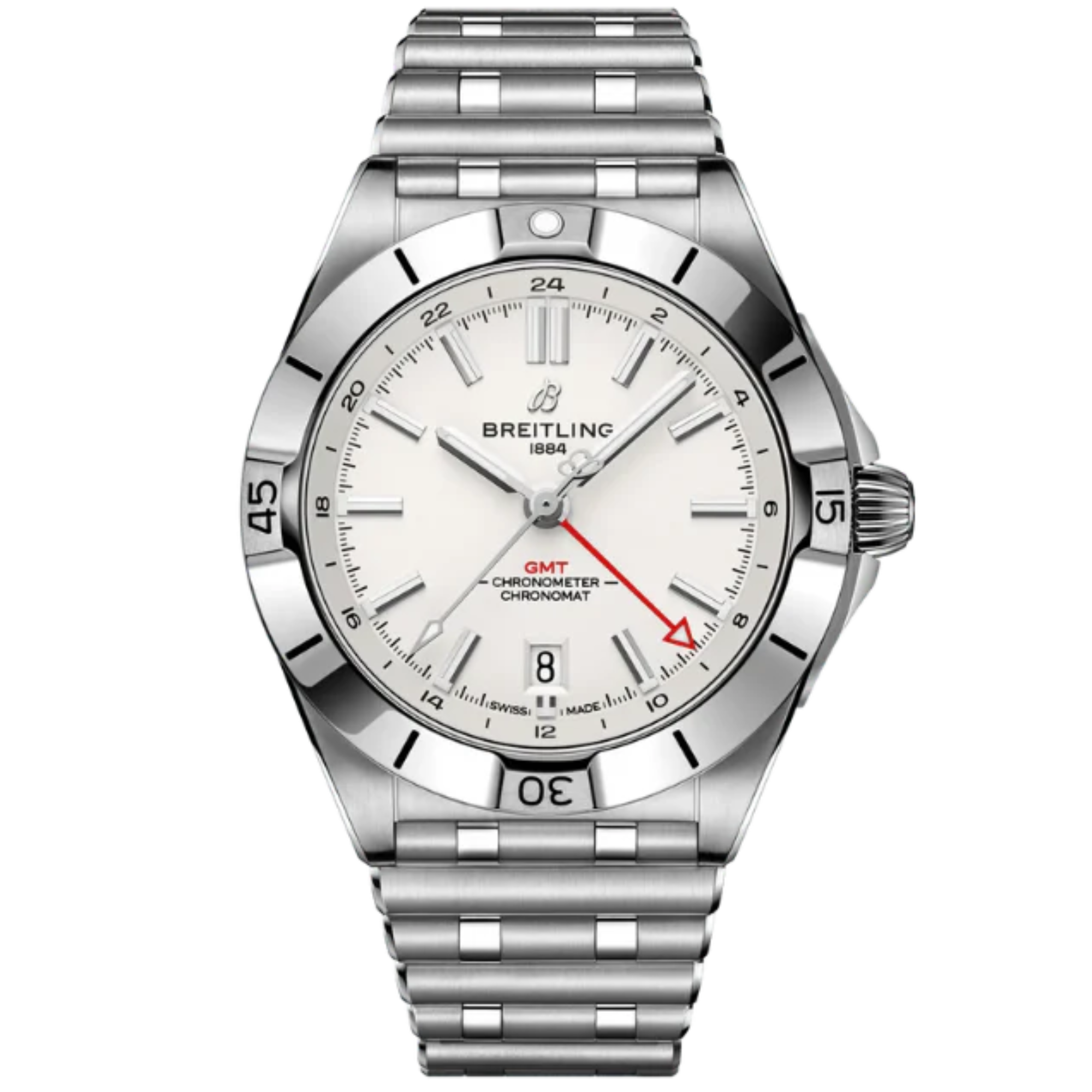 CHRONOMAT AUTOMATIC GMT 40 MM STAINLESS STEEL WITH WHITE DIAL - Breitling