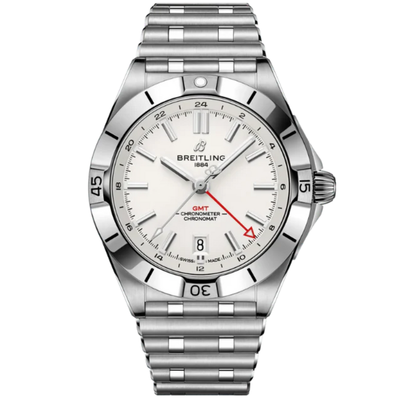 CHRONOMAT AUTOMATIC GMT 40 MM STAINLESS STEEL WITH WHITE DIAL - Breitling