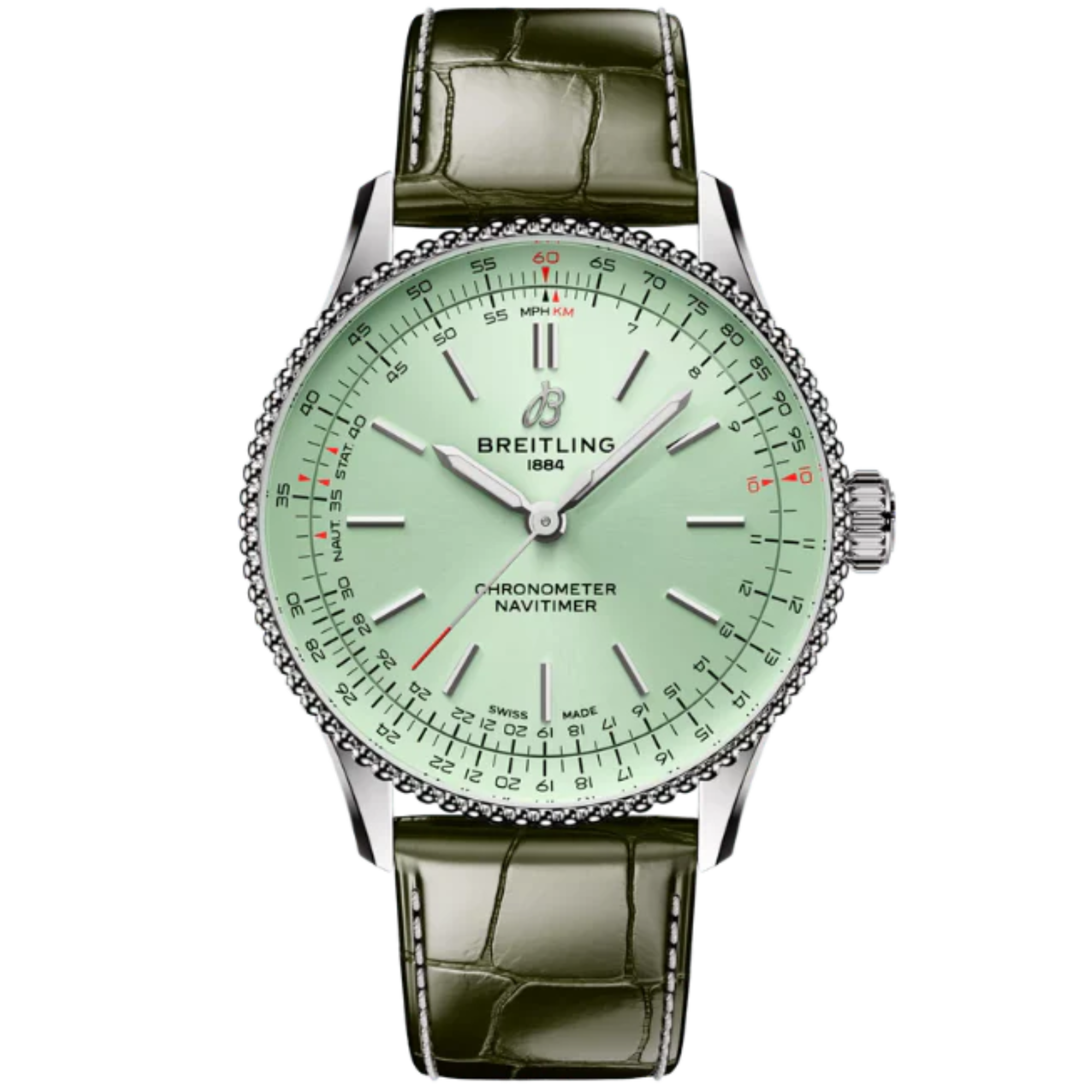 NAVITIMER AUTOMATIC 36 MM STAINLESS STEEL WITH MINT GREEN DIAL - Breitling