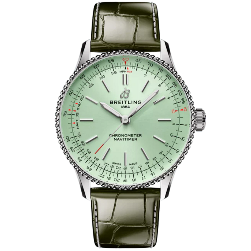 NAVITIMER AUTOMATIC 36 MM STAINLESS STEEL WITH MINT GREEN DIAL - Breitling