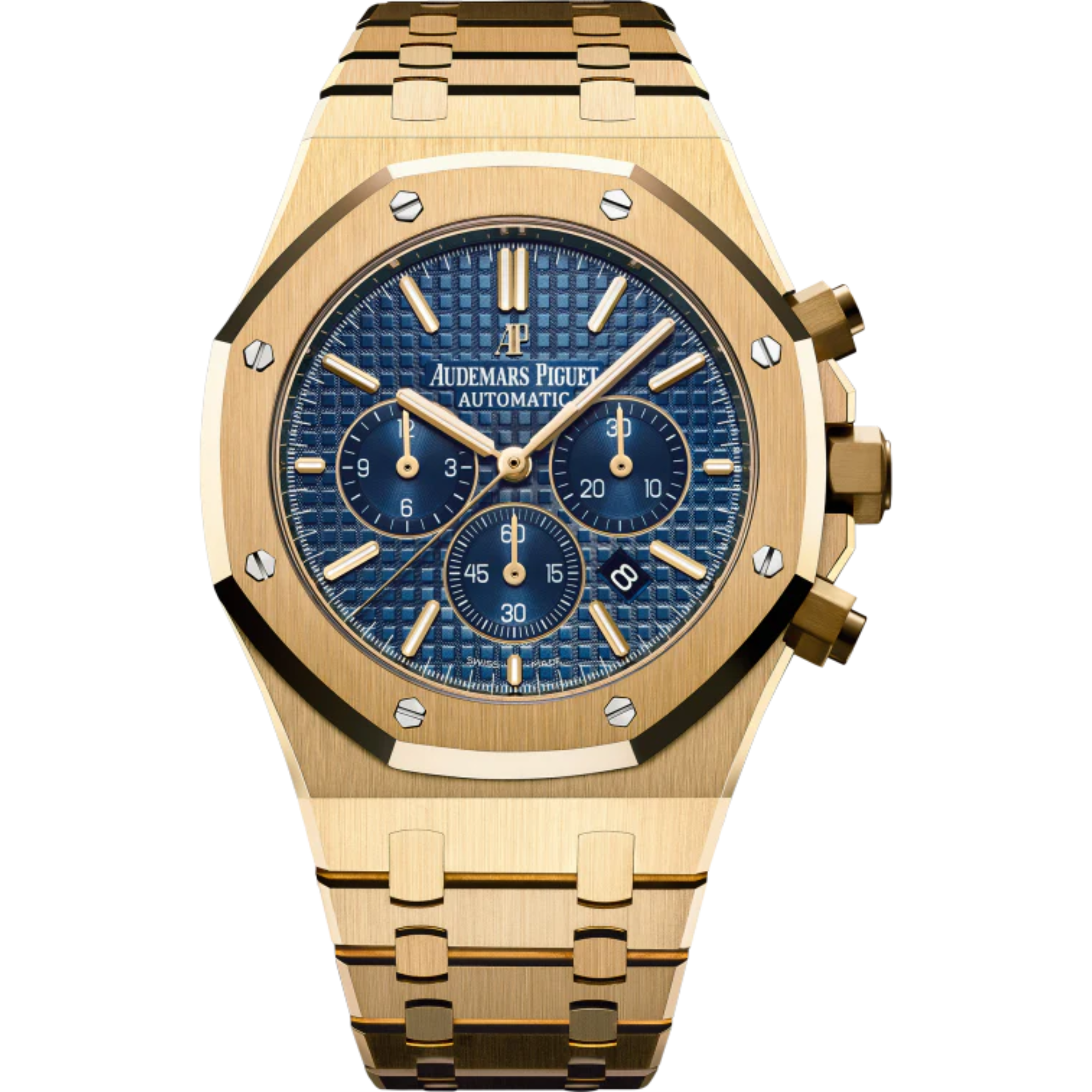 Royal Oak Chronograph 41MM 18-Carat Yellow Gold Bracelet Blue Dial With Grande Tapisserie Pattern 18-Carat Yellow Gold Case - Audemars Piguet