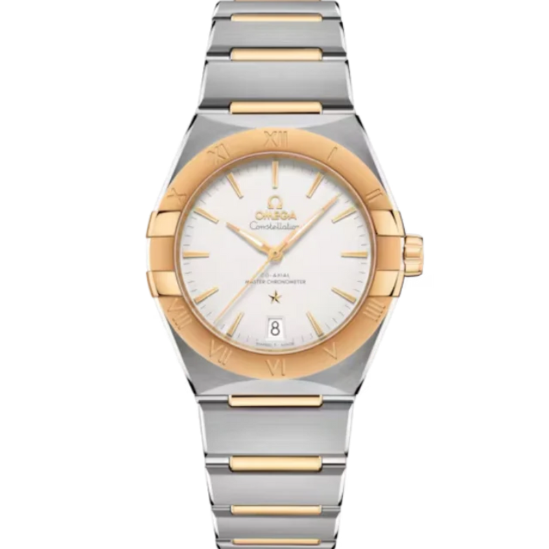 CONSTELLATION 36 MM STAINLESS STEEL - YELLOW GOLD WITH SILVER DIAL - Omega