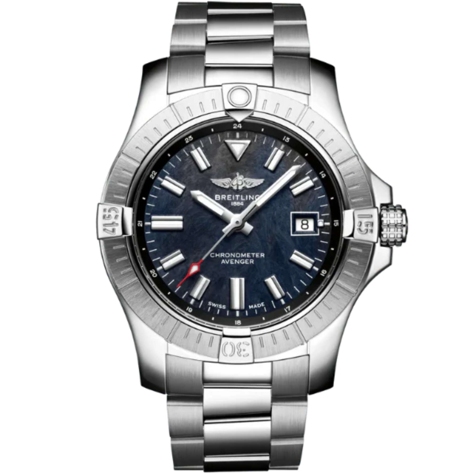 AVENGER AUTOMATIC JAPAN EDITION 43 MM STAINLESS STEEL WITH BLACK MOTHER OF PEARL DIAL - Breitling