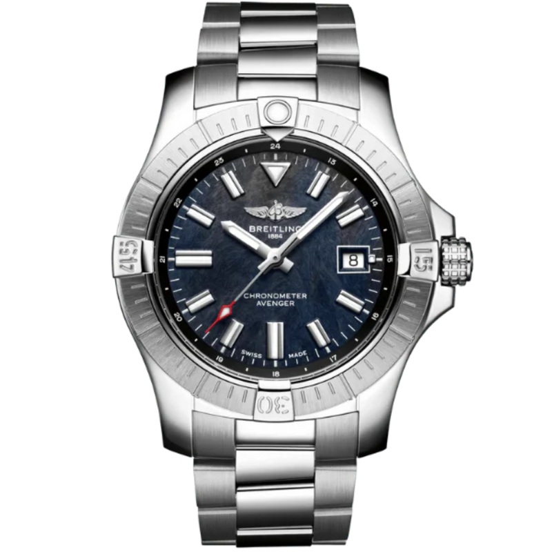 AVENGER AUTOMATIC JAPAN EDITION 43 MM STAINLESS STEEL WITH BLACK MOTHER OF PEARL DIAL - Breitling