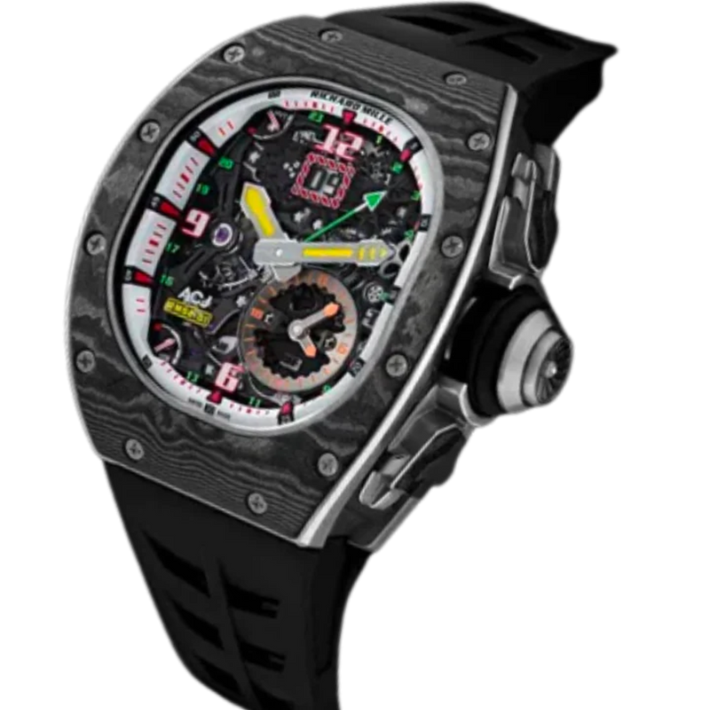 Rm 62-01 Manual Winding Tourbillon Vibrating Alarm ACJ Rubber Strap Titanium and Carbon TPT Case - Richard Mille