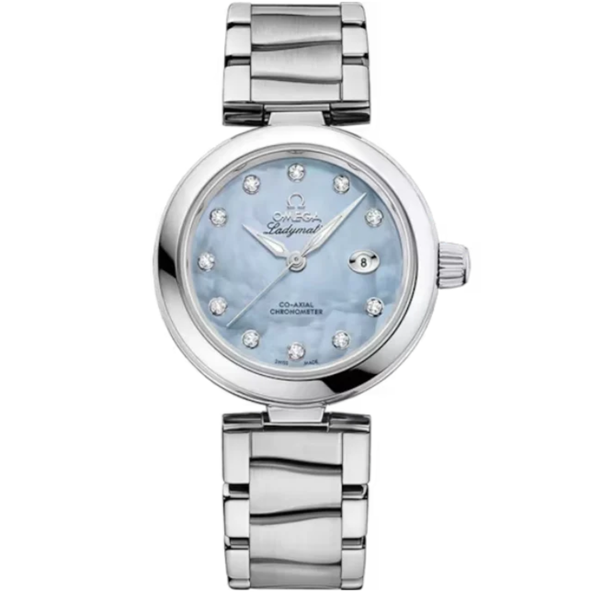 DE VILLE LADYMATIC 34 MM STAINLESS STEEL WITH BLUE MOTHER OF PEARL DIAL - Omega