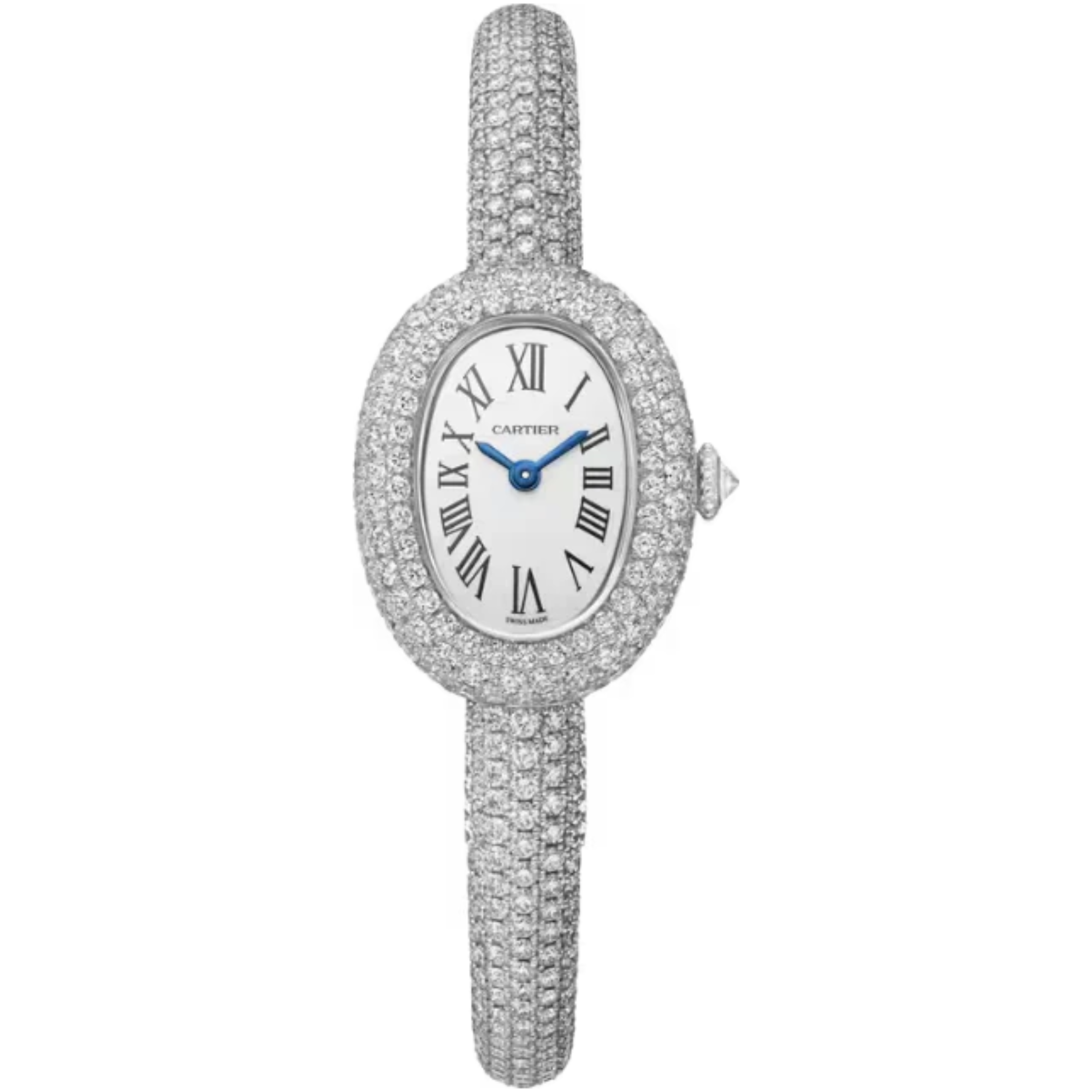 BAIGNOIRE DE CARTIER 25 MM RHODIUM FINISH 18K WHITE GOLD WITH SILVER DIAL SIZE 16 - Cartier