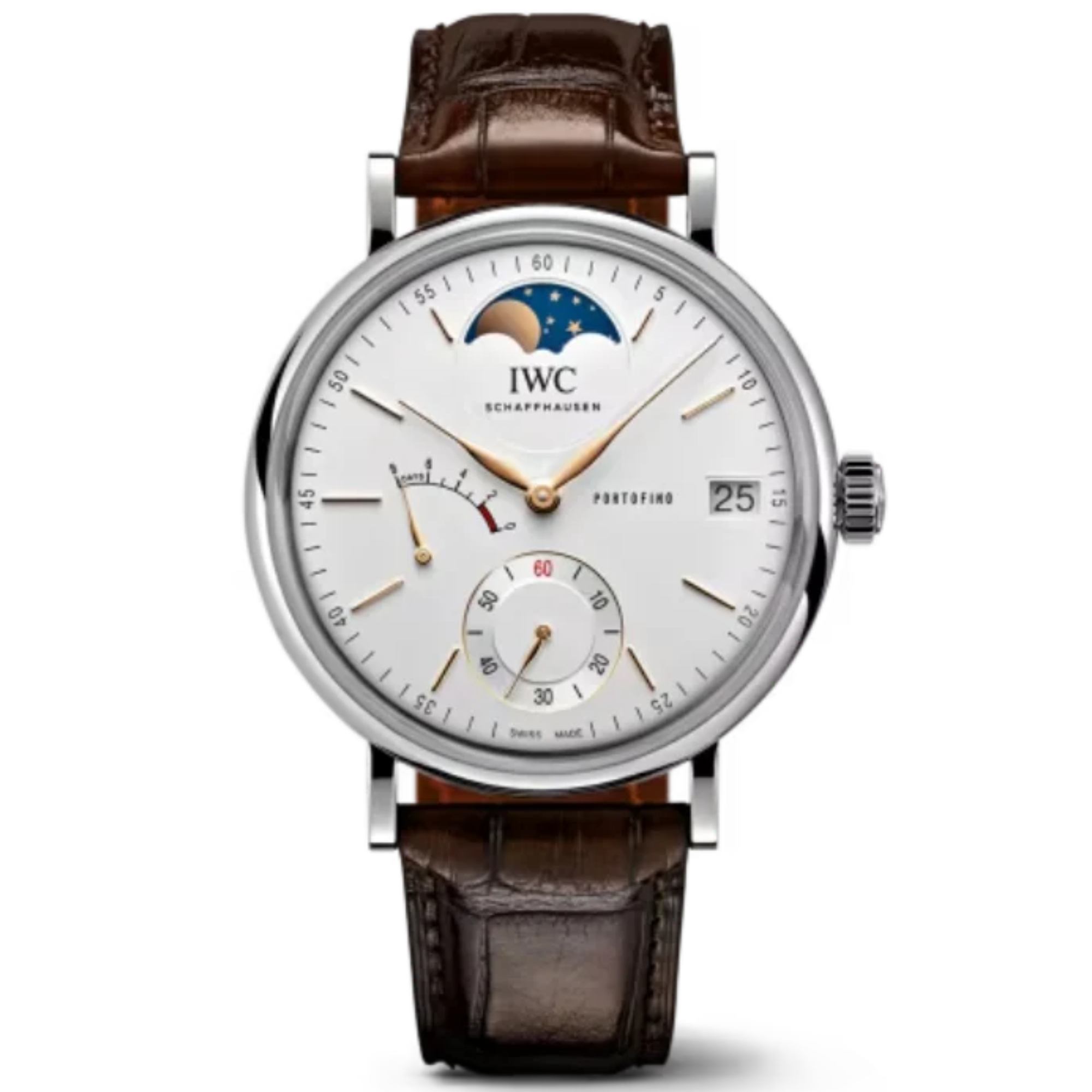 PORTOFINO HAND-WOUND MOON PHASE 45 MM STAINLESS STEEL WITH SILVER DIAL - IWC
