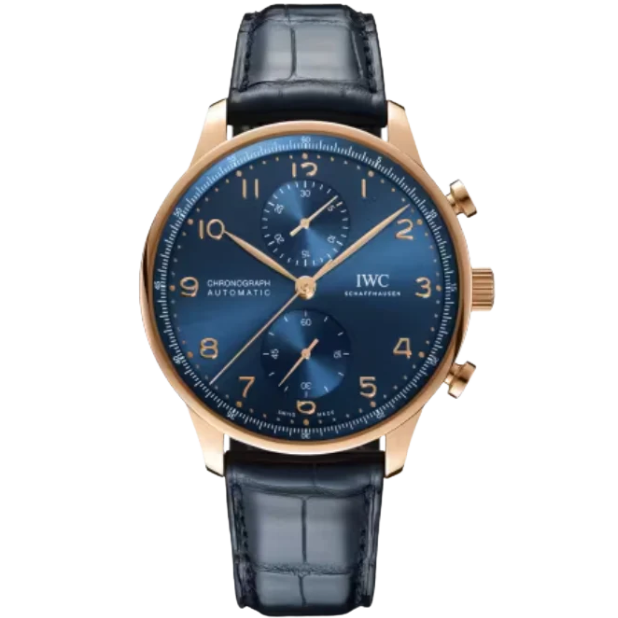 PORTUGIESER CHRONOGRAPH BOUTIQUE EDITION 41 MM GOLD WITH BLUE DIAL - IWC