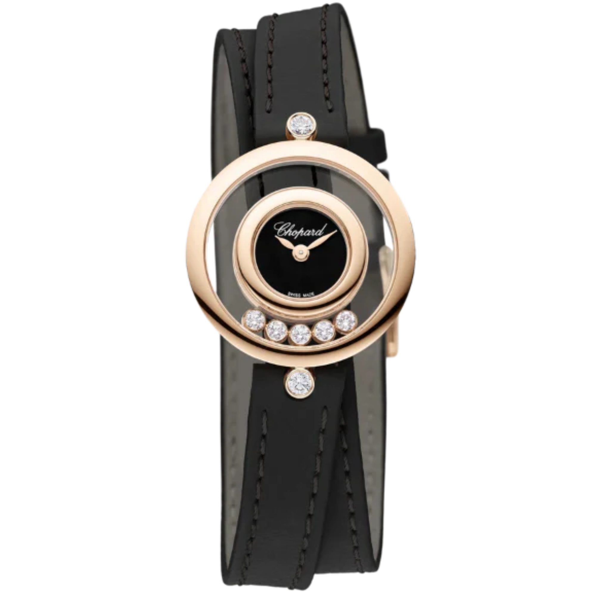 HAPPY DIAMONDS ICONS 26 MM ETHICAL ROSE GOLD WITH BLACK DIAL - Chopard
