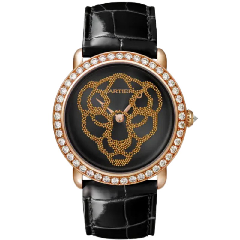 REVELATION D'UNE PANTHERE 37 MM ROSE GOLD WITH BLACK LACQUER DIAL - Cartier