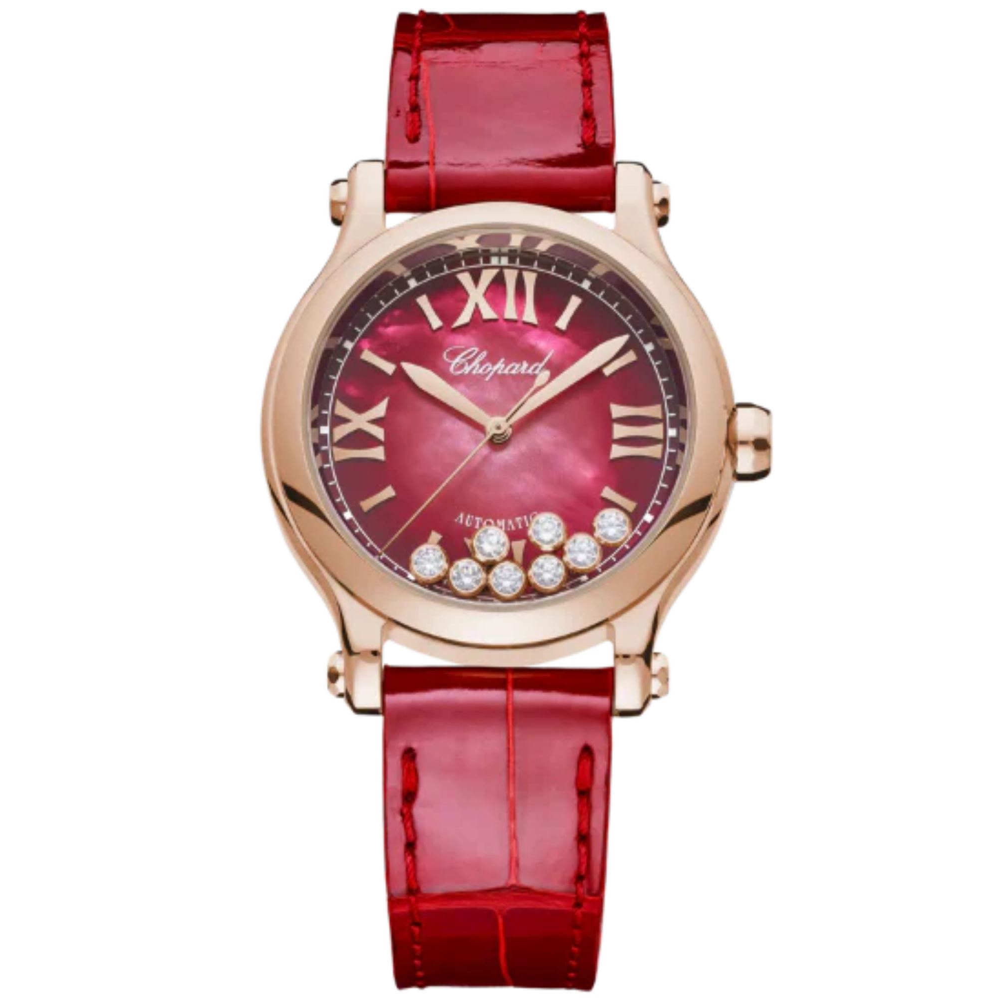 HAPPY SPORT 33 MM ETHICAL ROSE GOLD WITH RED MOTHER OF PEARL DIAL - Chopard