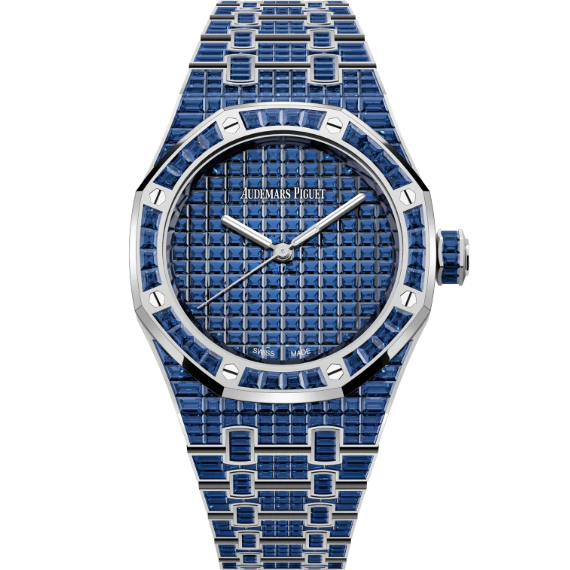 Royal Oak Selfwinding Blue Sapphire 50th Anniversary 37MM 18-Carat White Gold Bracelet 18-Carat White Gold Dial 18-Carat White Gold Case Set With Baguette-Cut Blue Sapphires - Audemars Piguet