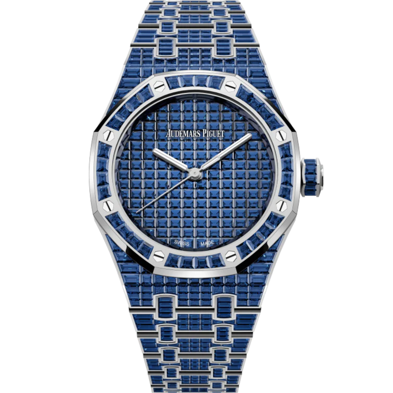 Royal Oak Selfwinding Blue Sapphire 50th Anniversary 37MM 18-Carat White Gold Bracelet 18-Carat White Gold Dial 18-Carat White Gold Case Set With Baguette-Cut Blue Sapphires - Audemars Piguet