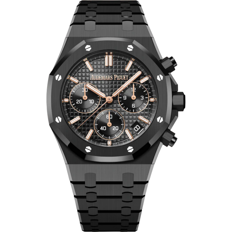 Royal Oak Selfwinding Chronograph 50th Anniversary 41MM Black Ceramic Bracelet Black Dial With Grande Tapisserie Pattern Black Ceramic Case - Audemars Piguet