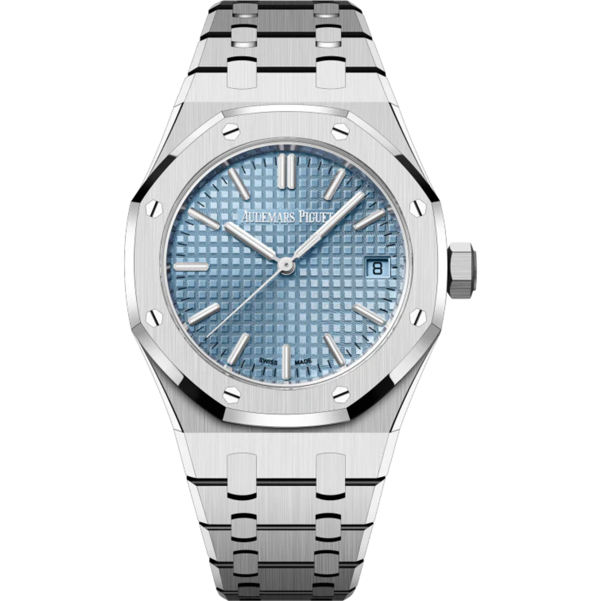 Royal Oak Selfwinding 50th Anniversary 37MM Stainless Steel Bracelet Light Blue Dial With Grande Tapisserie Pattern Stainless Steel Case - Audemars Piguet