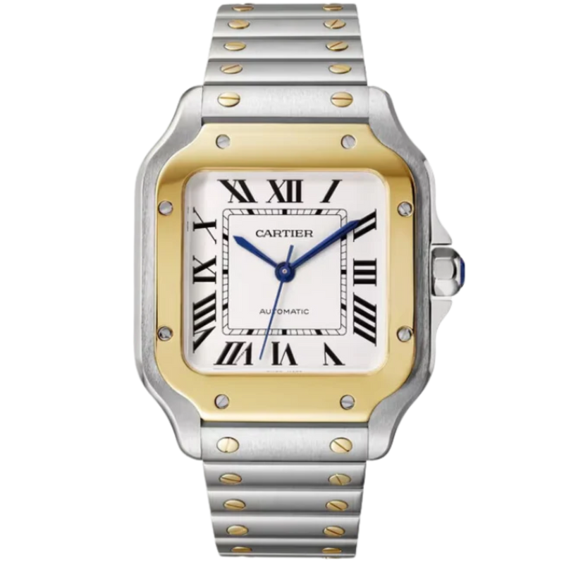 SANTOS 35 MM DE CARTIER SILVER STAINLESS STEEL & 18K YELLOW GOLD - Cartier