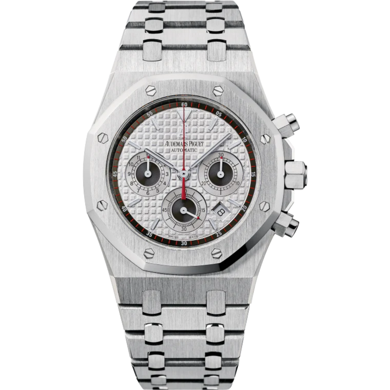 Royal Oak Chronograph 39MM Stainless Steel Bracelet Silver-Toned Dial With Grande Tapisserie Pattern Stainless Steel Case - Audemars Piguet
