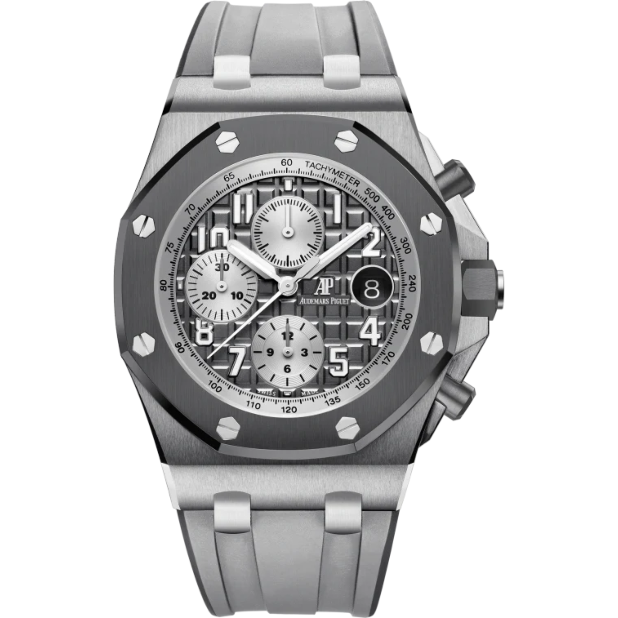 Royal Oak Offshore Selfwinding Chronograph 42MM Two-Tone Light Grey and Dark Grey Rubber Strap Slate Grey Dial With Méga Tapisserie Pattern Titanium Case - Audemars Piguet