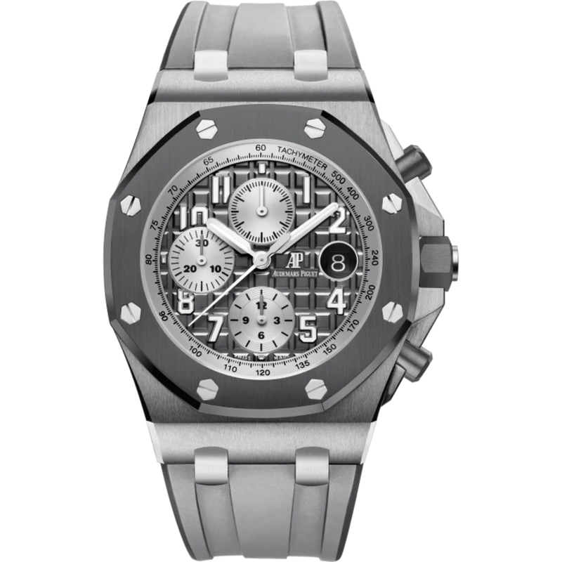 Royal Oak Offshore Selfwinding Chronograph 42MM Two-Tone Light Grey and Dark Grey Rubber Strap Slate Grey Dial With Méga Tapisserie Pattern Titanium Case - Audemars Piguet
