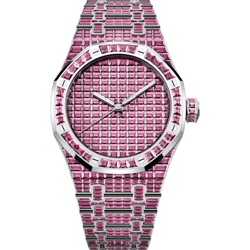 Royal Oak Selfwinding Pink Tourmaline 50th Anniversary 41MM 18-Carat White Gold Bracelet Set 18-Carat White Gold Dial Set 18-Carat White Gold Case Set With Baguette-Cut Pink Tourmalines - Audemars Piguet