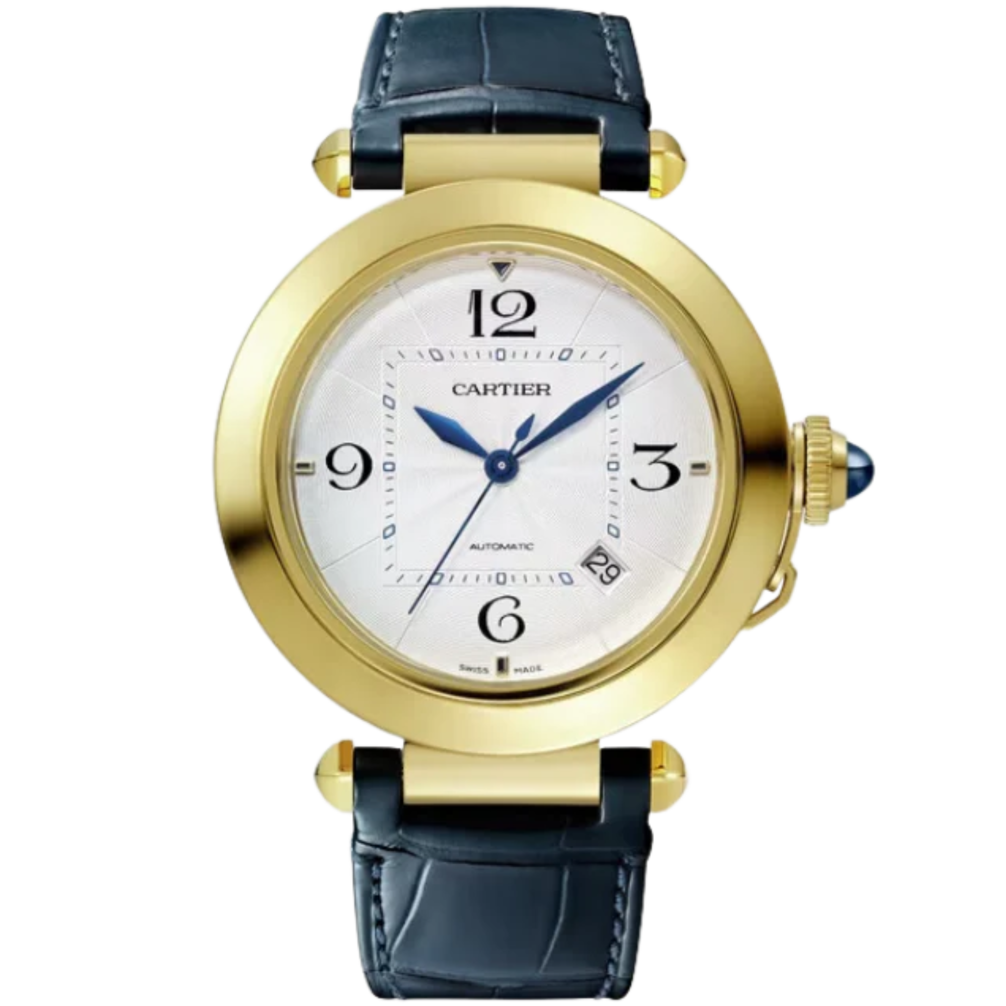 PASHA DE CARTIER 41 MM YELLOW GOLD WITH SILVER FLINQUE DIAL - Cartier