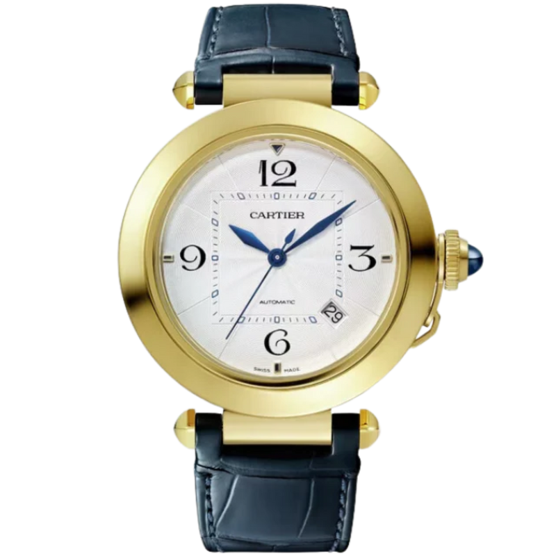 PASHA DE CARTIER 41 MM YELLOW GOLD WITH SILVER FLINQUE DIAL - Cartier
