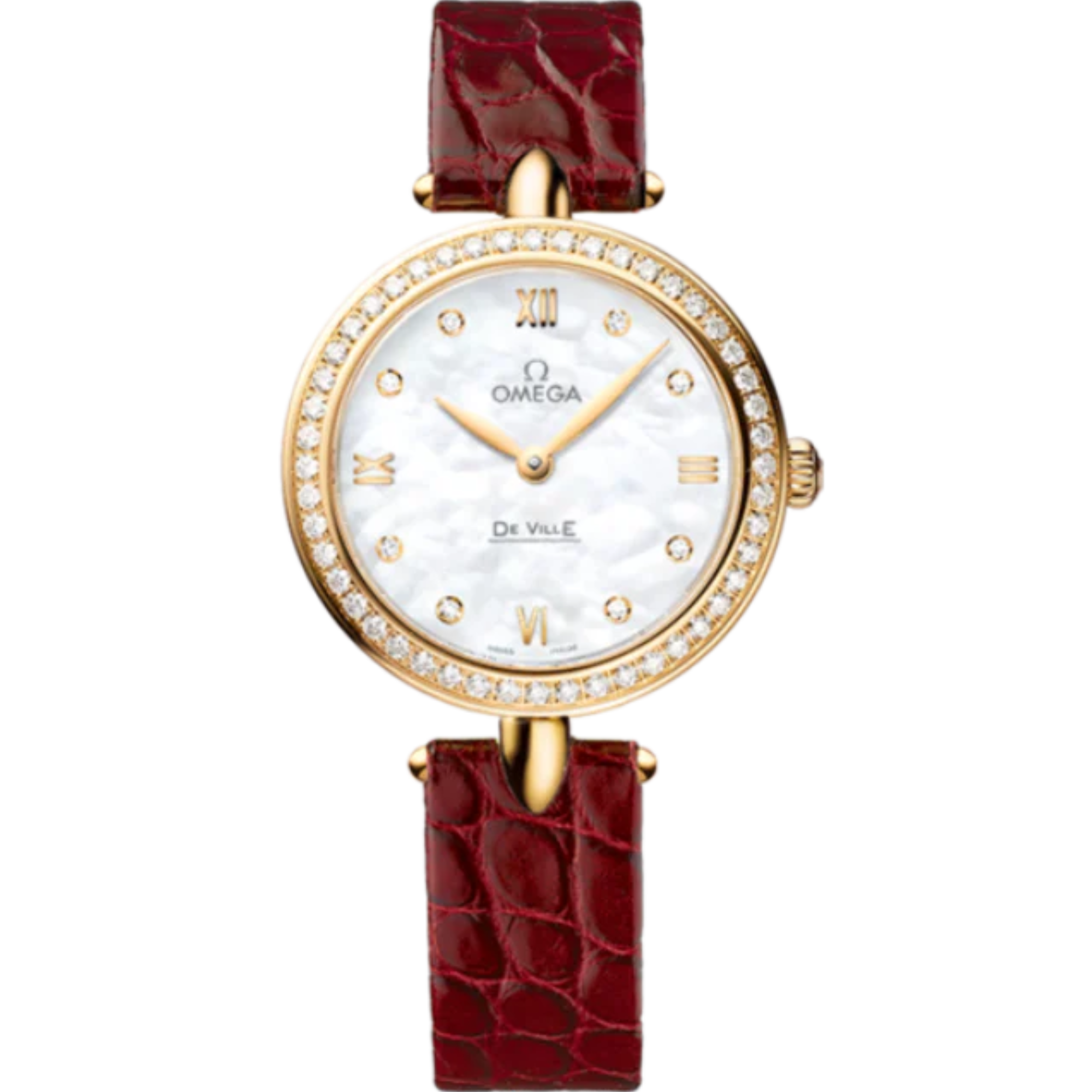DE VILLE PRESTIGE DEWDROP 27 MM YELLOW GOLD WITH MOTHER OF PEARL DIAL - Omega