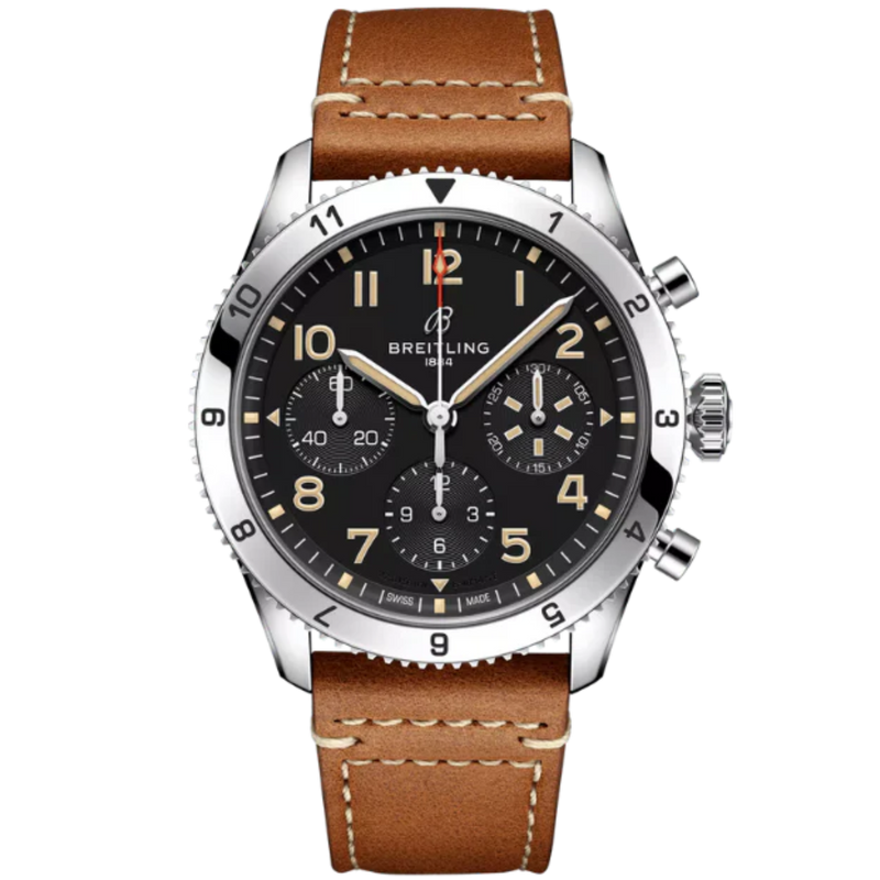 CLASSIC AVI CHRONOGRAPH P-51 MUSTANG 42 MM STAINLESS STEEL WITH BLACK DIAL - Breitling