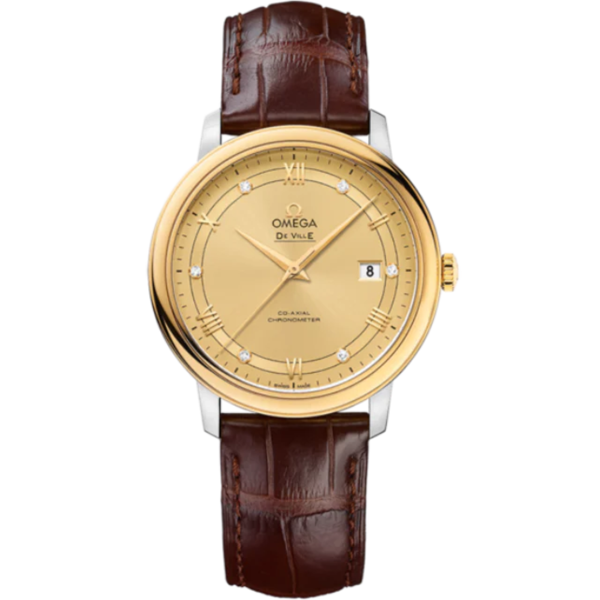 DE VILLE PRESTIGE 39 MM STAINLESS STEEL - YELLOW GOLD WITH YELLOW DIAL - Omega