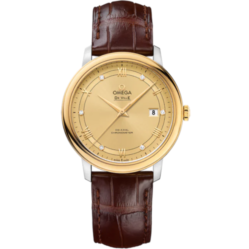 DE VILLE PRESTIGE 39 MM STAINLESS STEEL - YELLOW GOLD WITH YELLOW DIAL - Omega