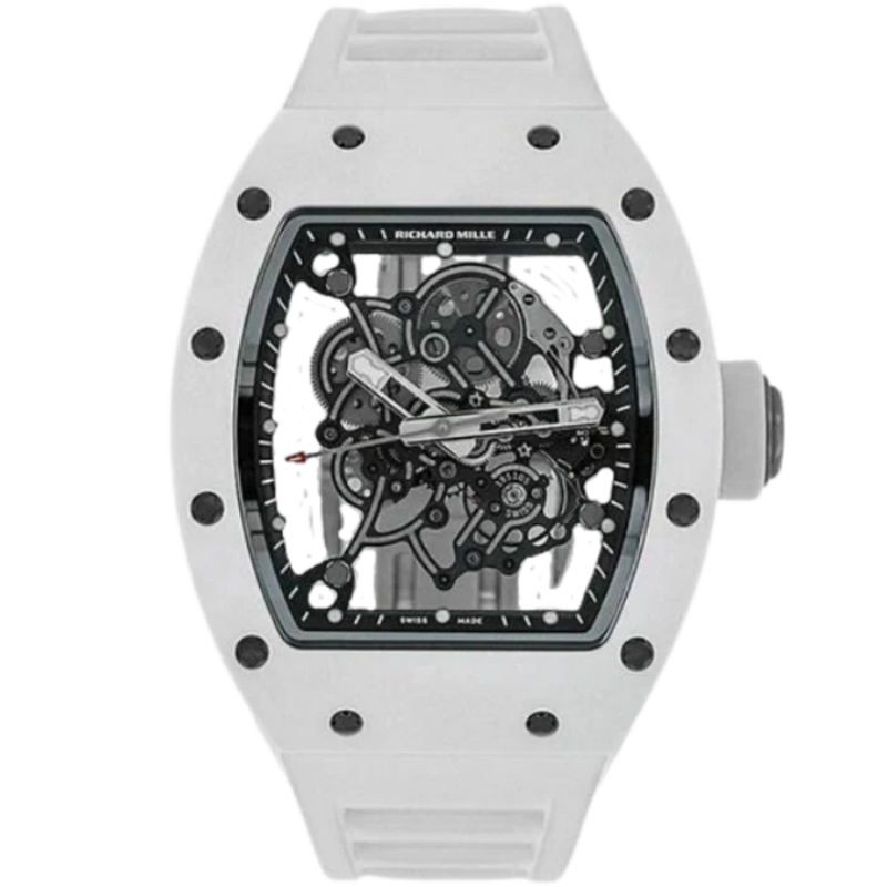 RM 055 Bubba Watson White Manual Winding White Rubber Strap White Ceramic Case - Richard Mille