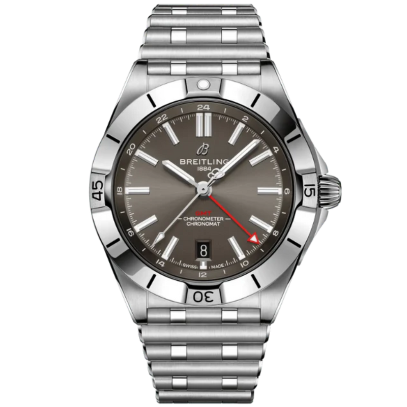 CHRONOMAT AUTOMATIC GMT 40 MM STAINLESS STEEL WITH ANTHRACITE GRAY DIAL - Breitling