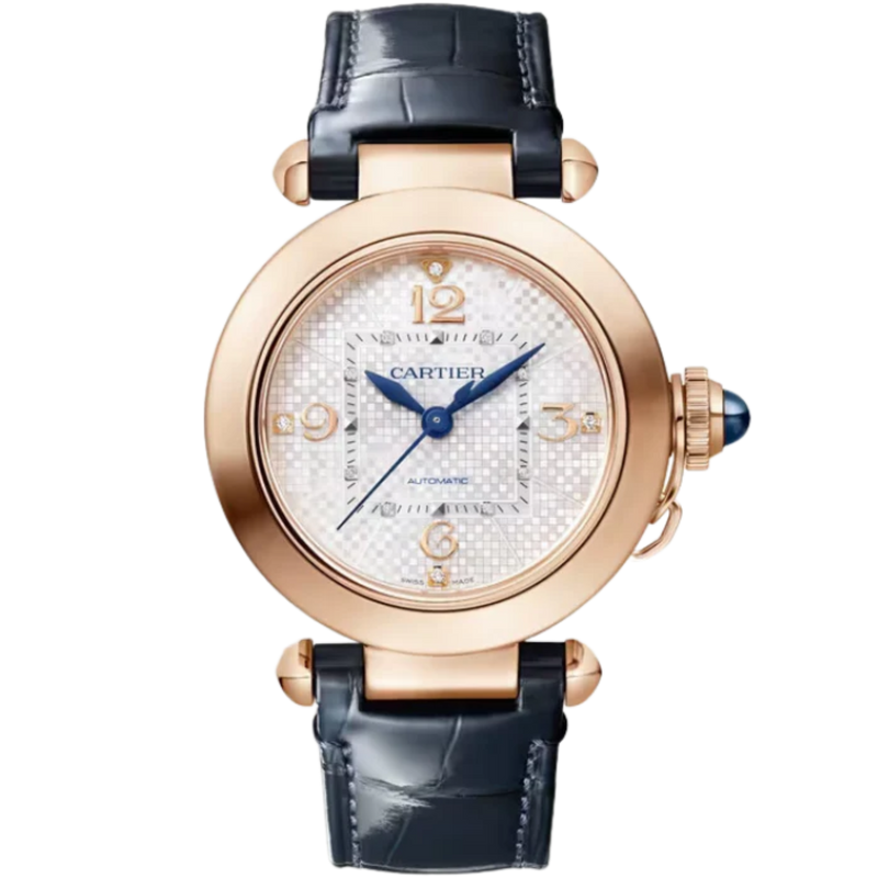 PASHA DE CARTIER 35 MM 18K ROSE GOLD WITH SILVER ENGRAVED DIAL - Cartier