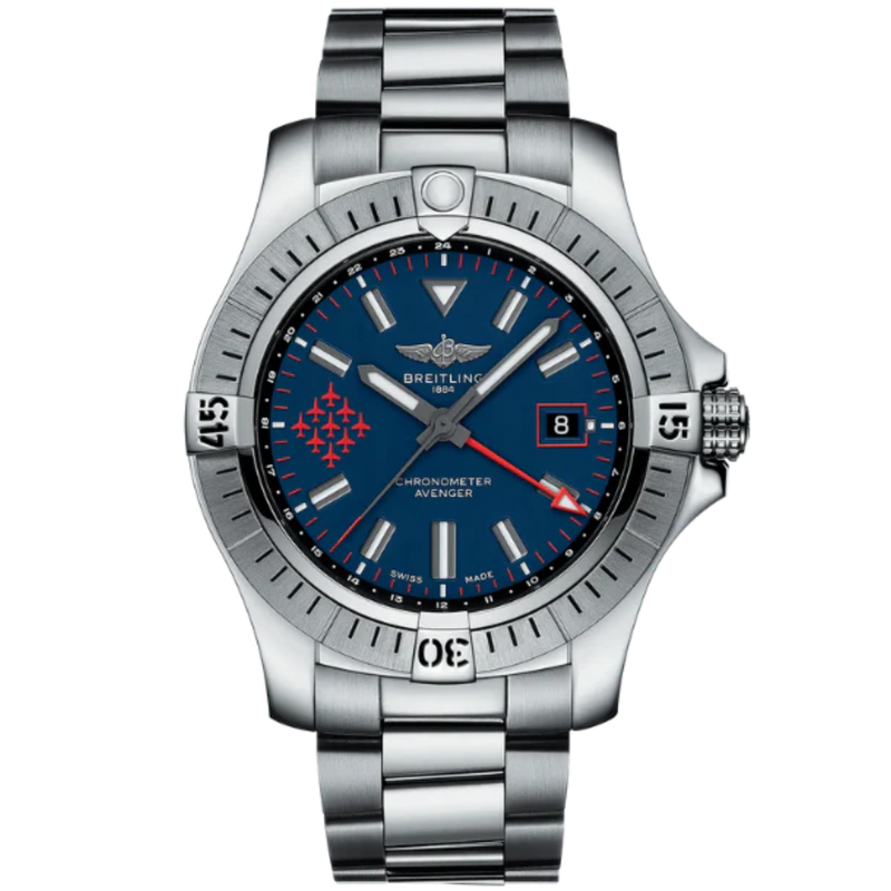 AVENGER AUTOMATIC GMT RED ARROWS 45 MM STAINLESS STEEL WITH BLUE DIAL - Breitling